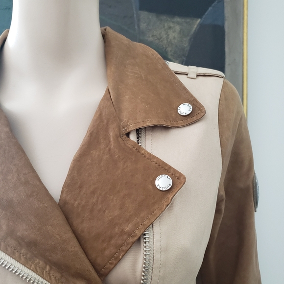 Rudsak | Waxed Cotton and Leather Asymmetrical Trench Coat - Picture 3 of 16